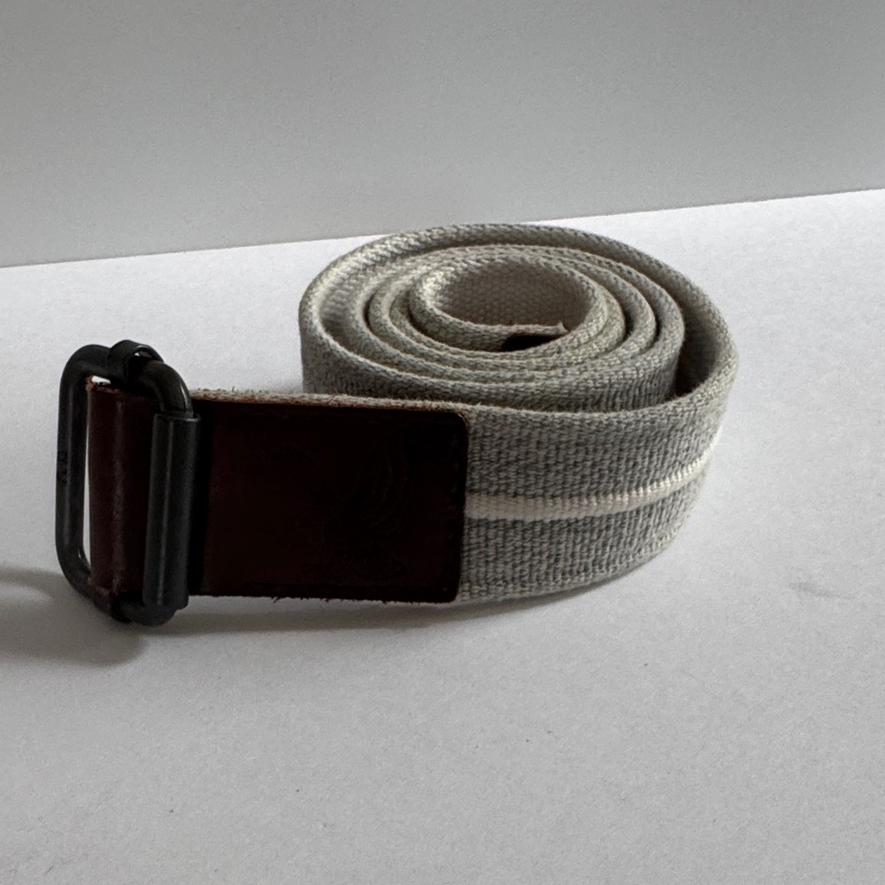 Men's American Eagle Webbed Belt with Leather Trim - Light Gray